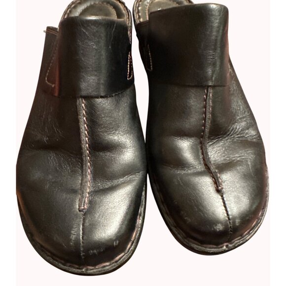 Josef Seibel Women Black Leather Slip-On Clogs Size 42‎ Comfort European Size 11 - Picture 1 of 14